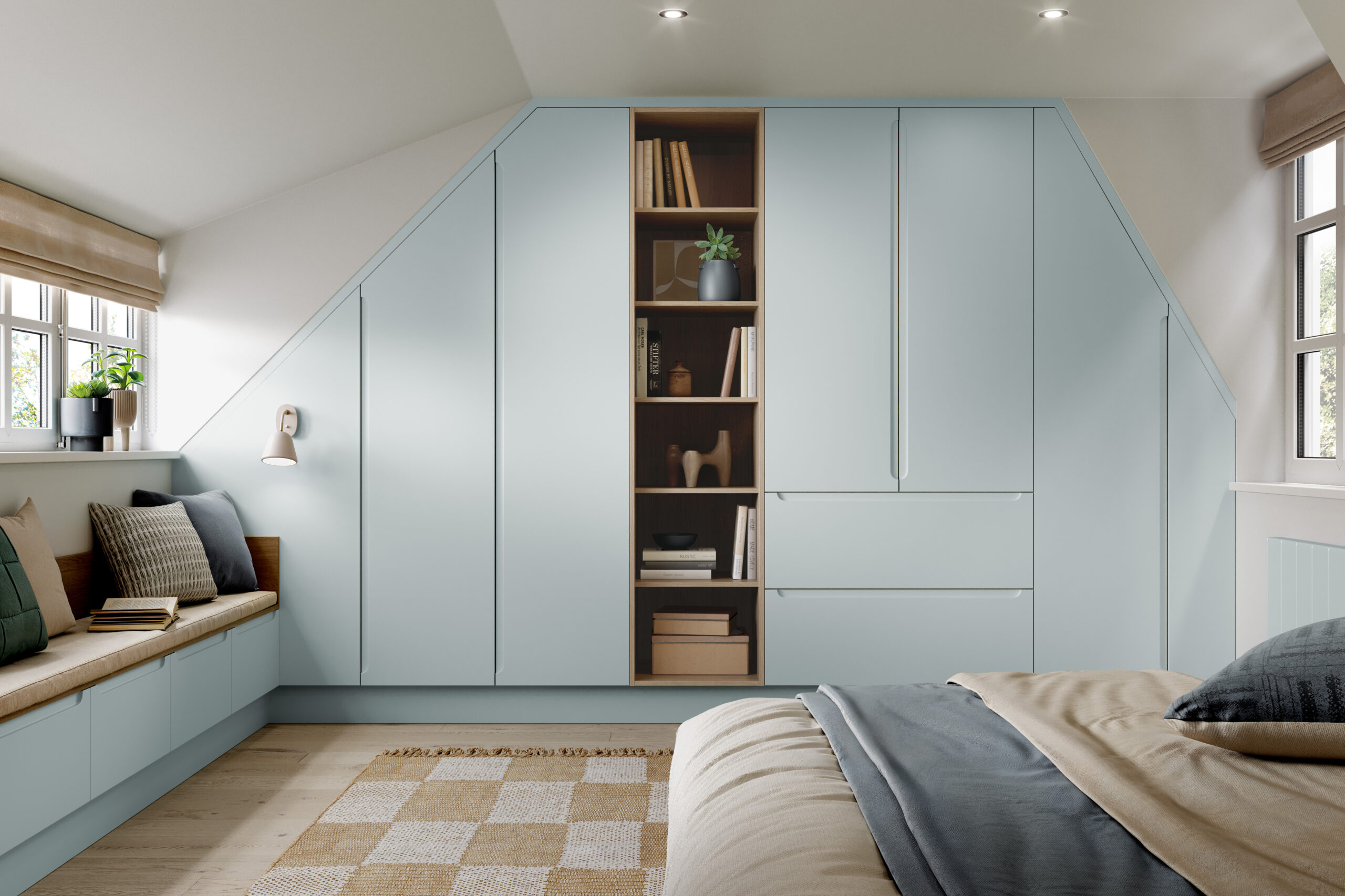 Fitted bedroom furniture for a sloping ceiling room