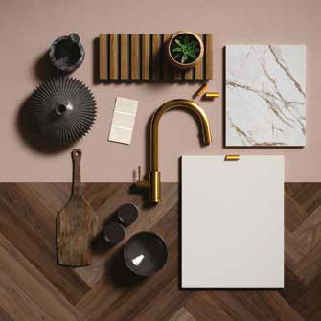 Rich walnut, soft neutrals, and brushed brass detailing deliver understated luxury with lasting appeal